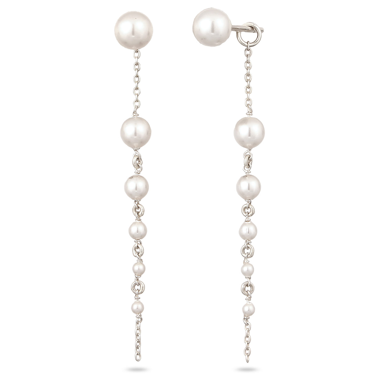 Silber - Elli | Ohrhänger | Mit Perlen von Swarovski® (Weiß) | 925 Sterling Silber