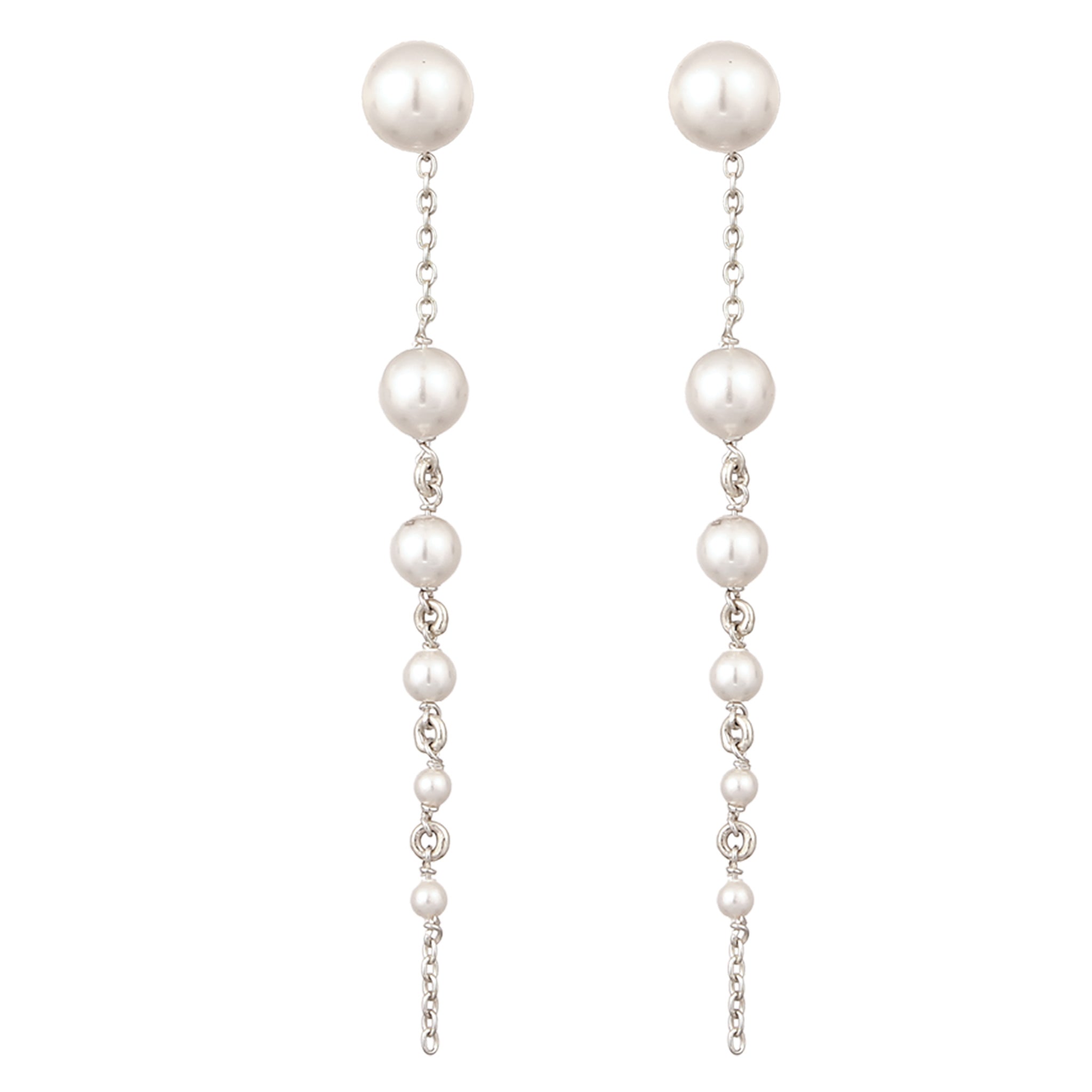 Silber - Elli | Ohrhänger | Mit Perlen von Swarovski® (Weiß) | 925 Sterling Silber