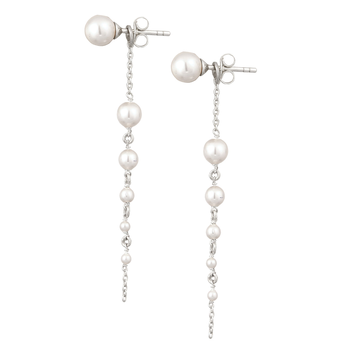 Silber - Elli | Ohrhänger | Mit Perlen von Swarovski® (Weiß) | 925 Sterling Silber
