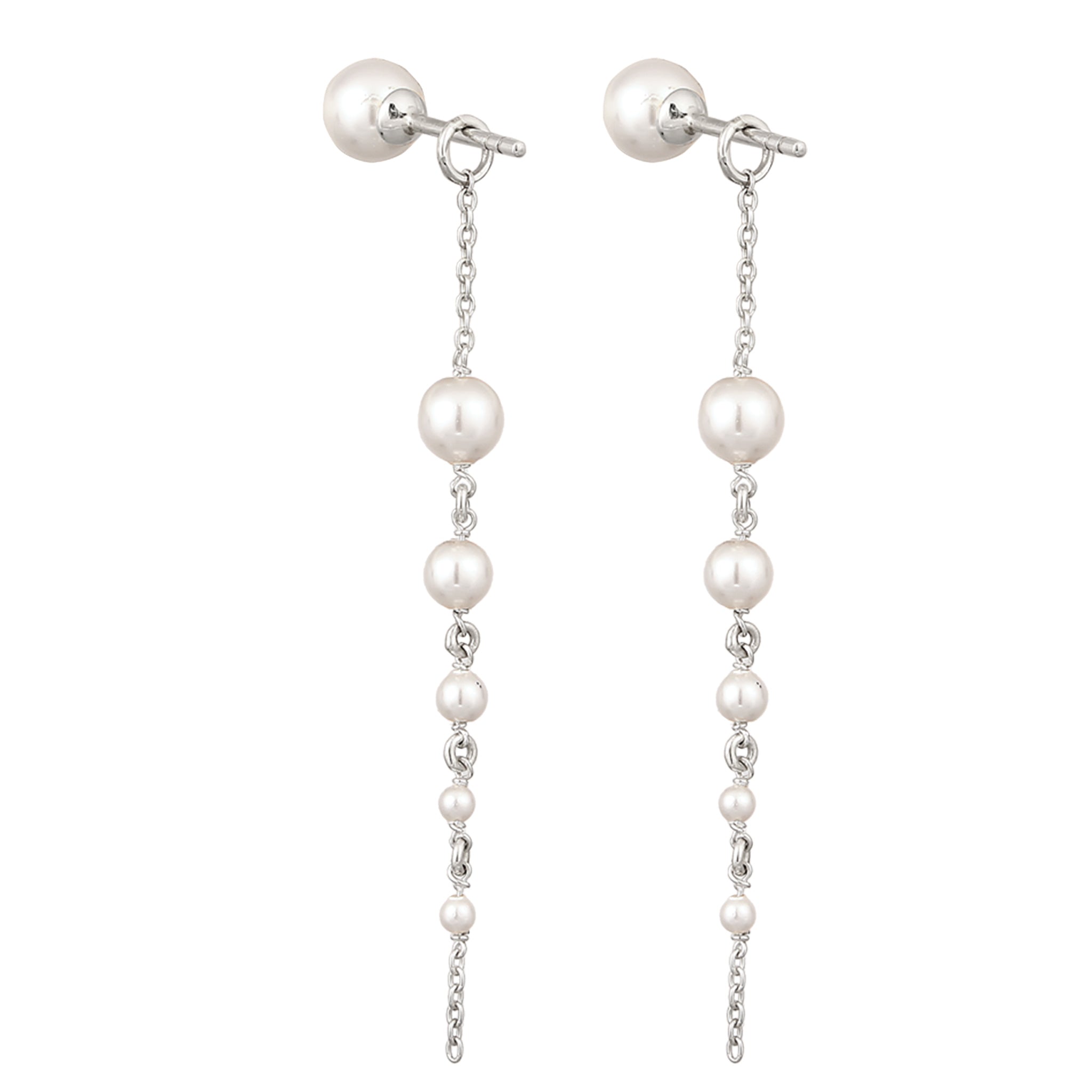 Silber - Elli | Ohrhänger | Mit Perlen von Swarovski® (Weiß) | 925 Sterling Silber