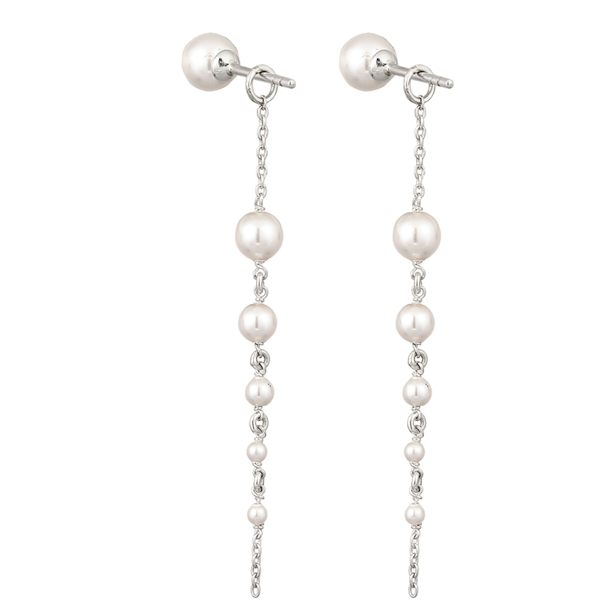 Silber - Elli | Ohrhänger | Mit Perlen von Swarovski® (Weiß) | 925 Sterling Silber