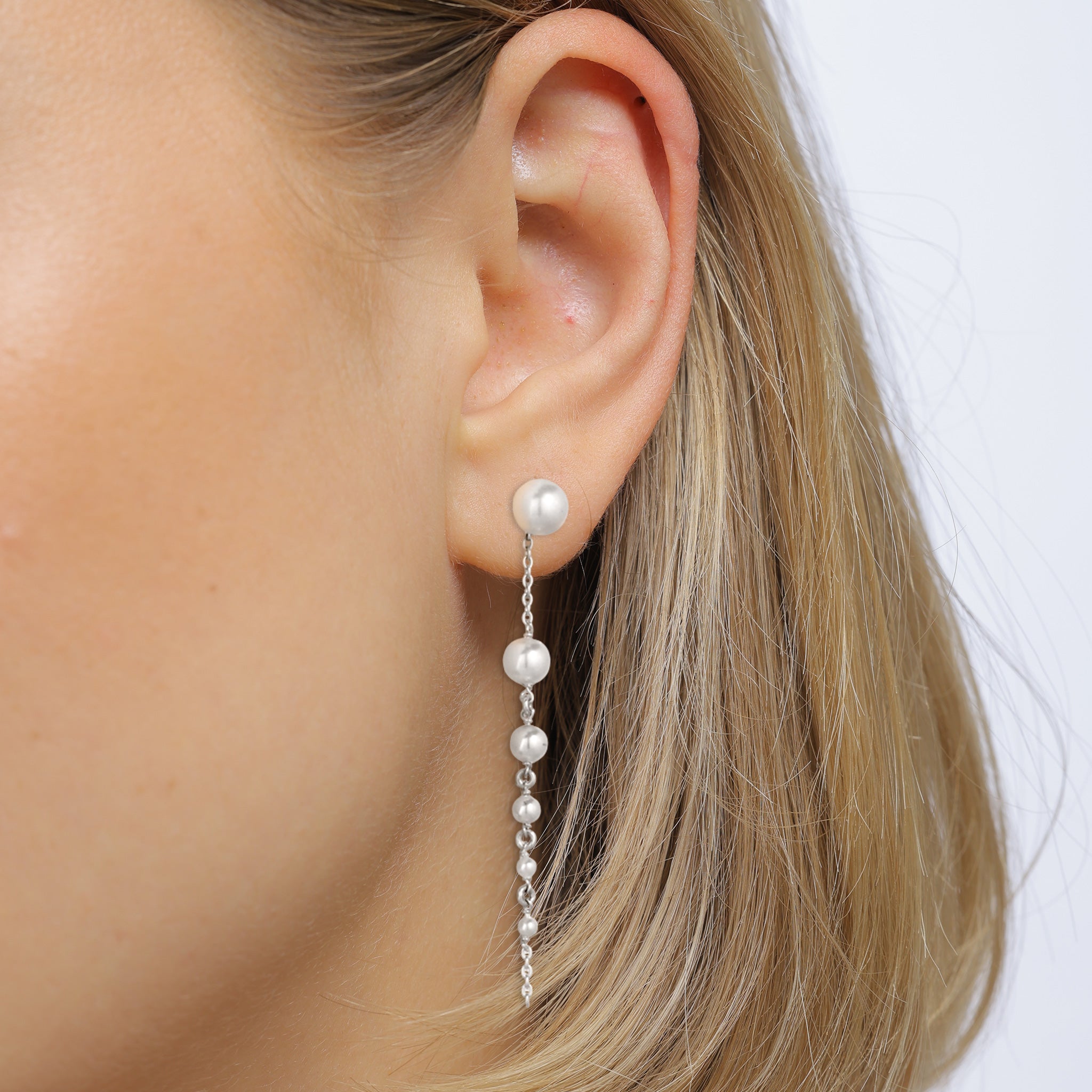 Silber - Elli | Ohrhänger | Mit Perlen von Swarovski® (Weiß) | 925 Sterling Silber