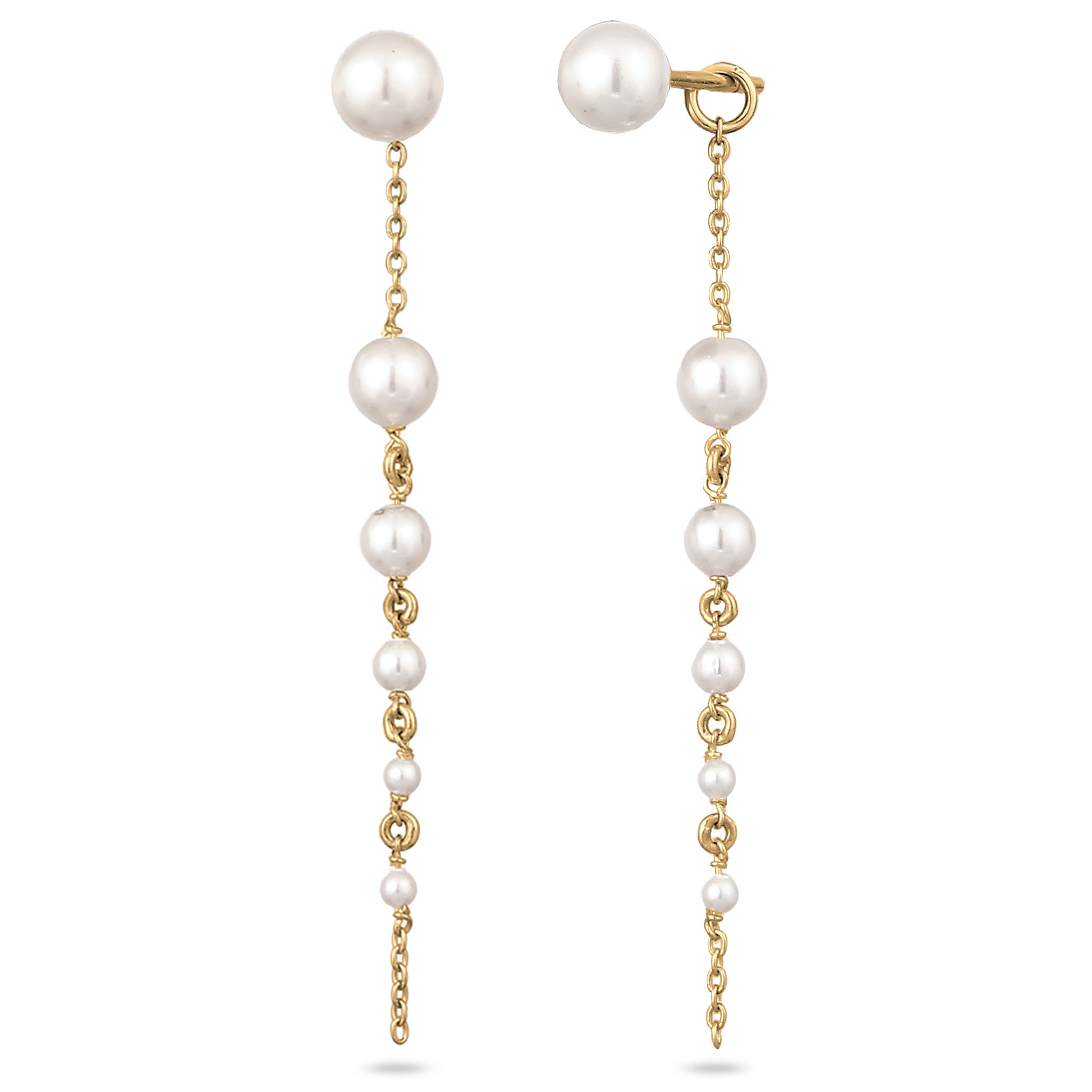 Gold - Elli | Ohrhänger | Mit Perlen von Swarovski® (Weiß) | 925 Sterling Silber vergoldet