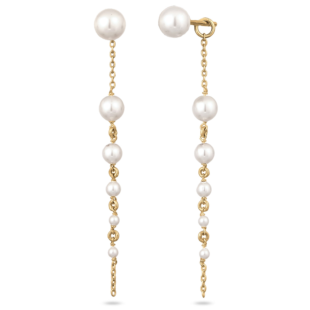 Gold - Elli | Ohrhänger | Mit Perlen von Swarovski® (Weiß) | 925 Sterling Silber vergoldet