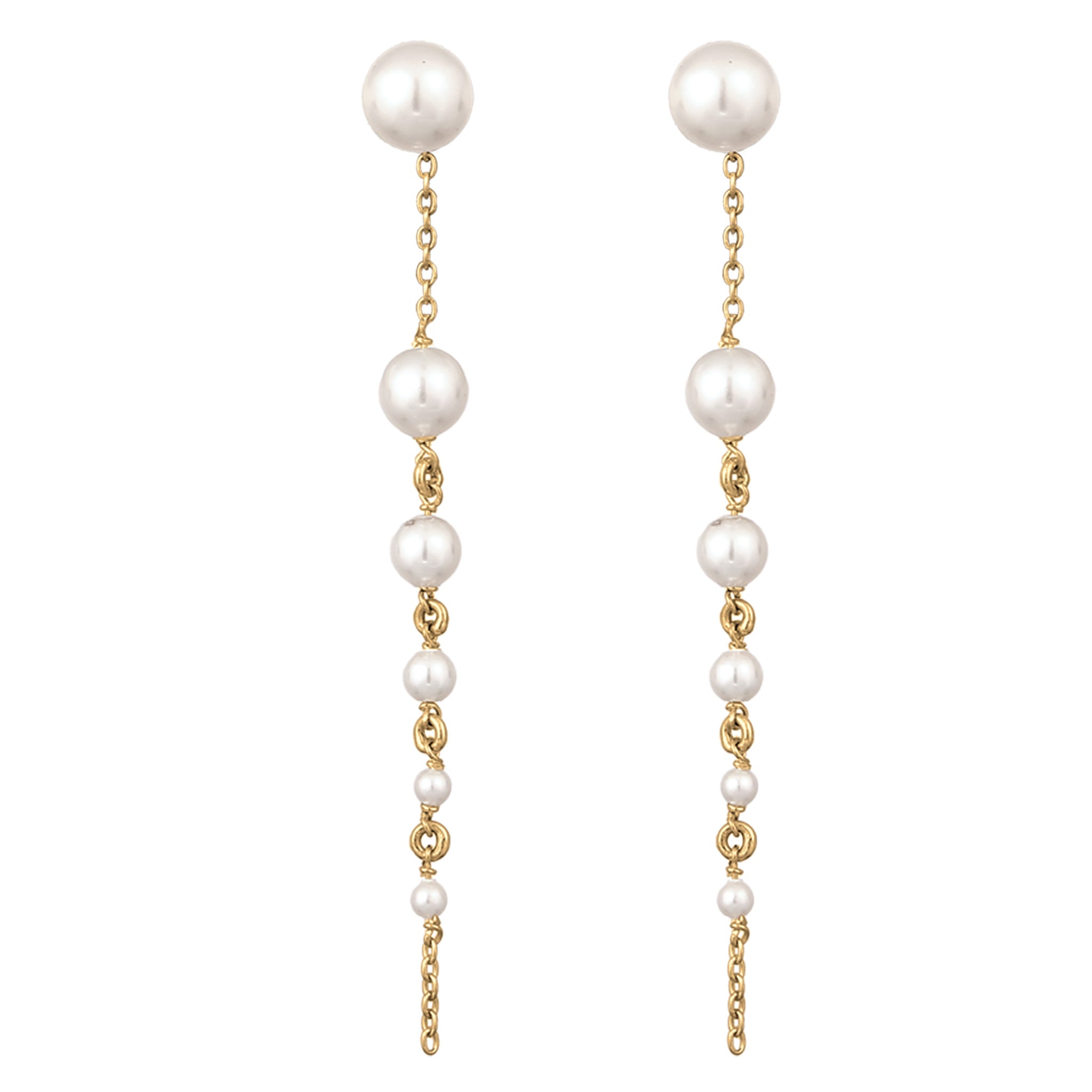 Gold - Elli | Ohrhänger | Mit Perlen von Swarovski® (Weiß) | 925 Sterling Silber vergoldet