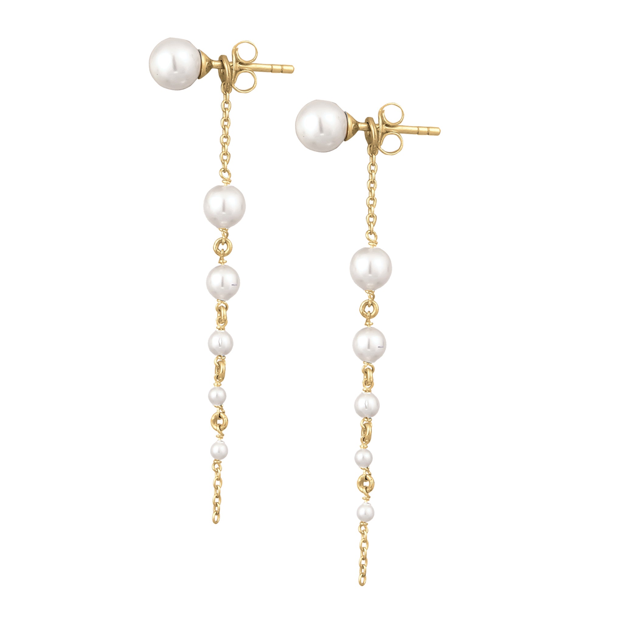 Gold - Elli | Ohrhänger | Mit Perlen von Swarovski® (Weiß) | 925 Sterling Silber vergoldet
