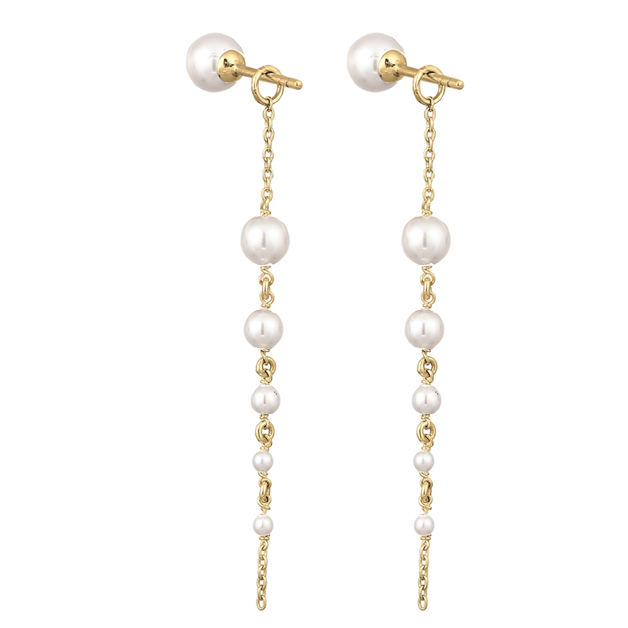 Gold - Elli | Ohrhänger | Mit Perlen von Swarovski® (Weiß) | 925 Sterling Silber vergoldet