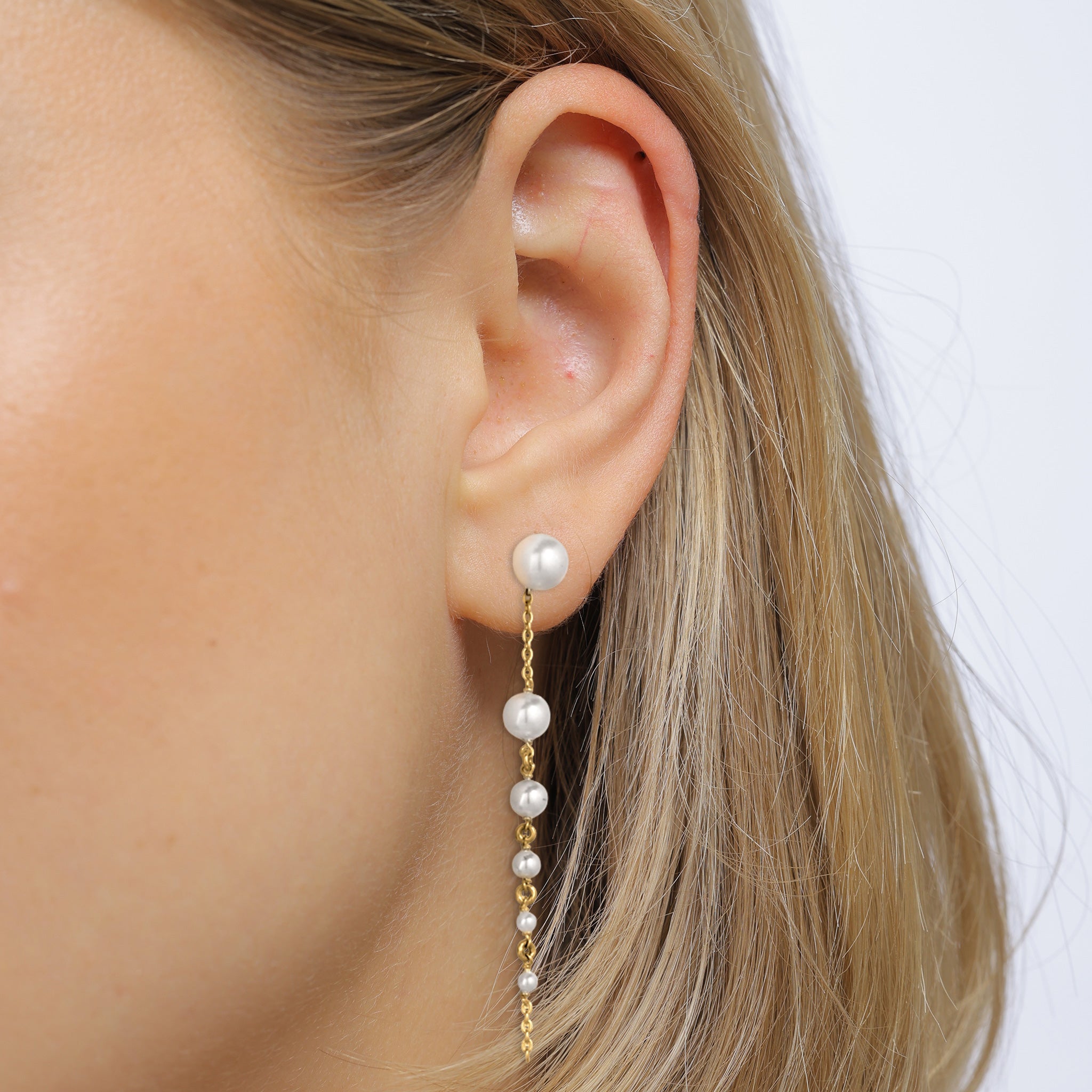 Gold - Elli | Ohrhänger | Mit Perlen von Swarovski® (Weiß) | 925 Sterling Silber vergoldet