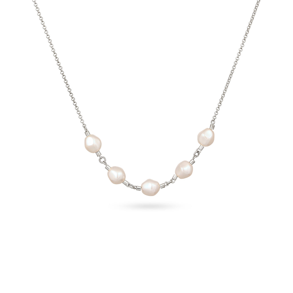 Silber - Elli | Halskette | Mit Perlen von Swarovski®(Weiß) | 925 Sterling Silber