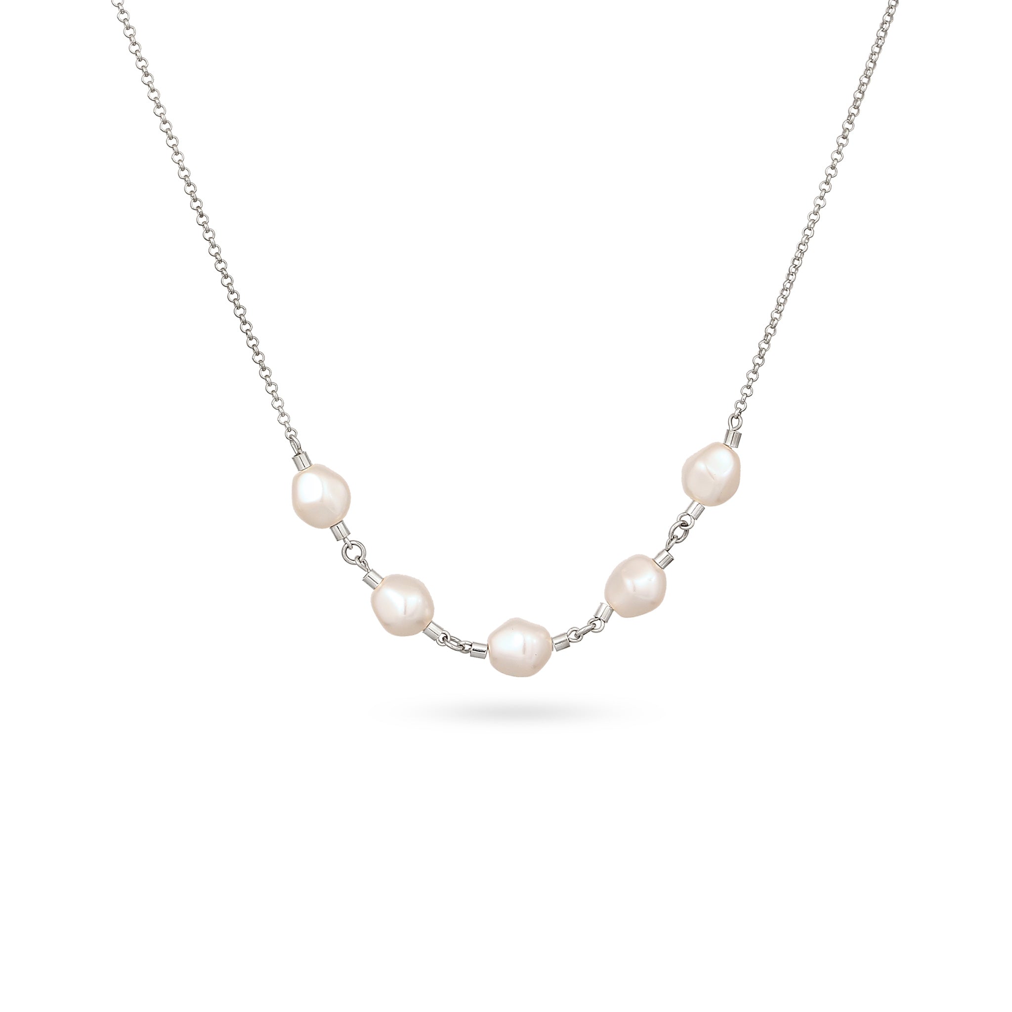 Silber - Elli | Halskette | Mit Perlen von Swarovski®(Weiß) | 925 Sterling Silber