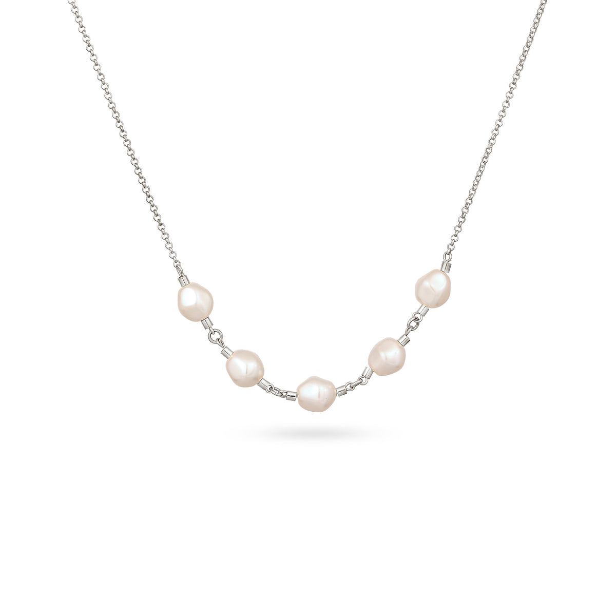Silber - Elli | Halskette | Mit Perlen von Swarovski®(Weiß) | 925 Sterling Silber