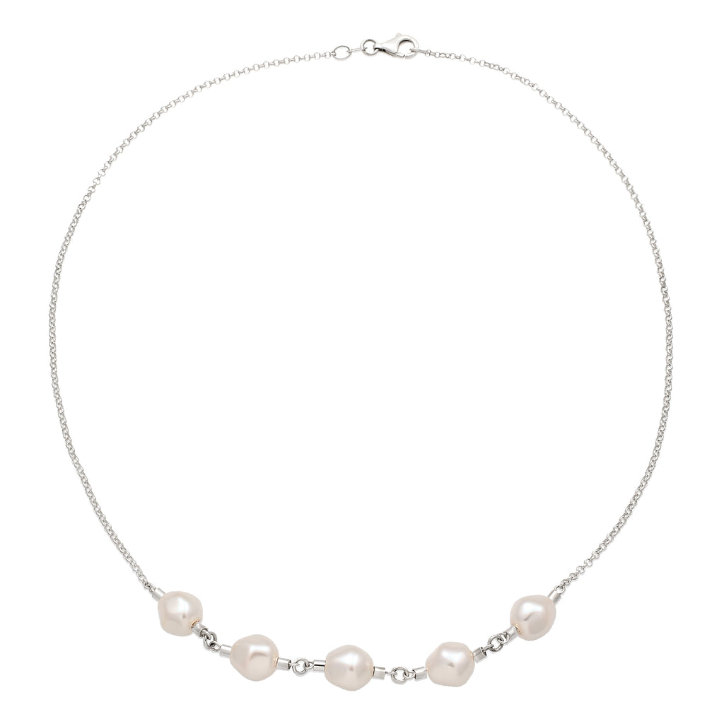 Silber - Elli | Halskette | Mit Perlen von Swarovski®(Weiß) | 925 Sterling Silber