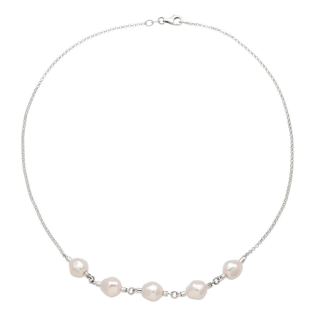 Silber - Elli | Halskette | Mit Perlen von Swarovski®(Weiß) | 925 Sterling Silber