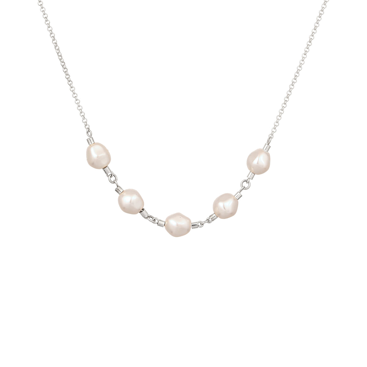 Silber - Elli | Halskette | Mit Perlen von Swarovski®(Weiß) | 925 Sterling Silber