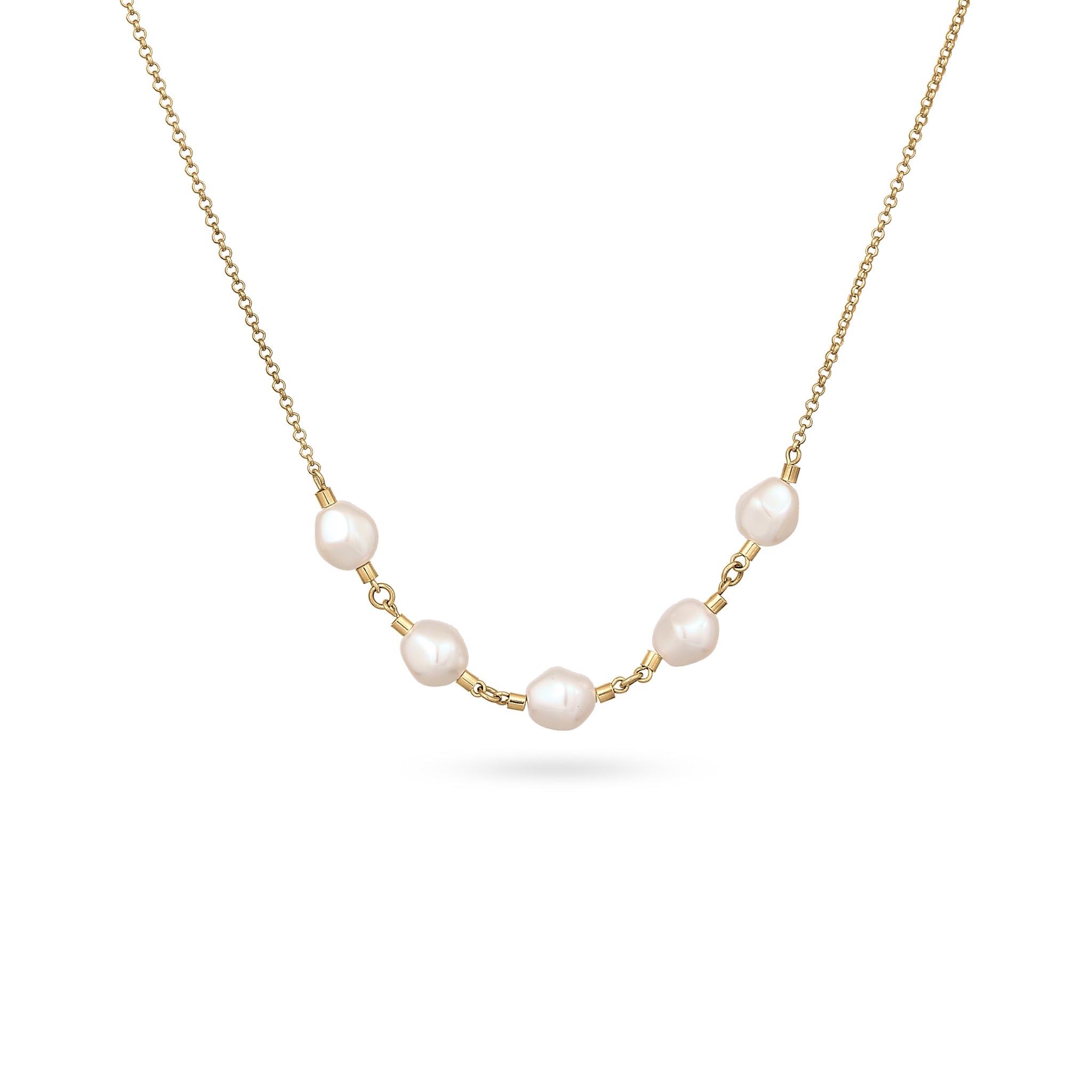 Gold - Elli | Halskette | Mit Perlen von Swarovski® (Weiß) | 925 Sterling Silber vergoldet