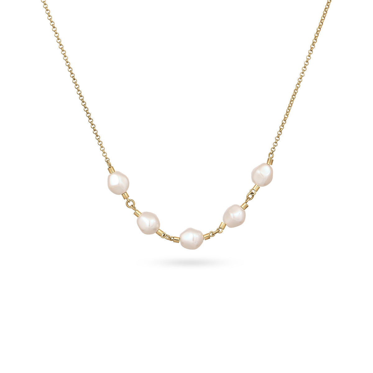 Gold - Elli | Halskette | Mit Perlen von Swarovski® (Weiß) | 925 Sterling Silber vergoldet