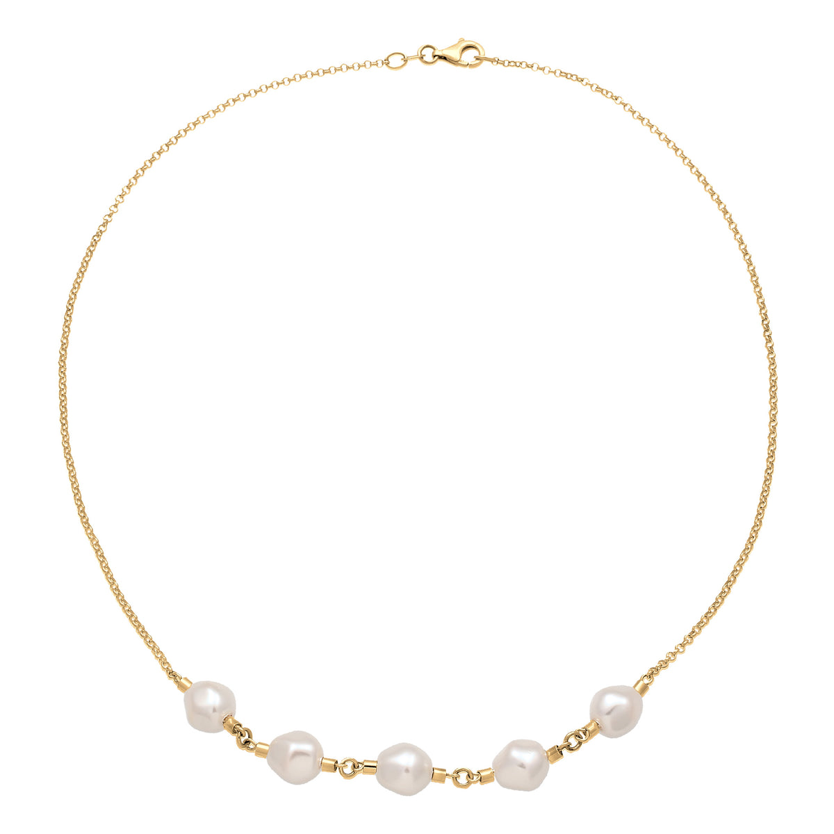 Gold - Elli | Halskette | Mit Perlen von Swarovski® (Weiß) | 925 Sterling Silber vergoldet