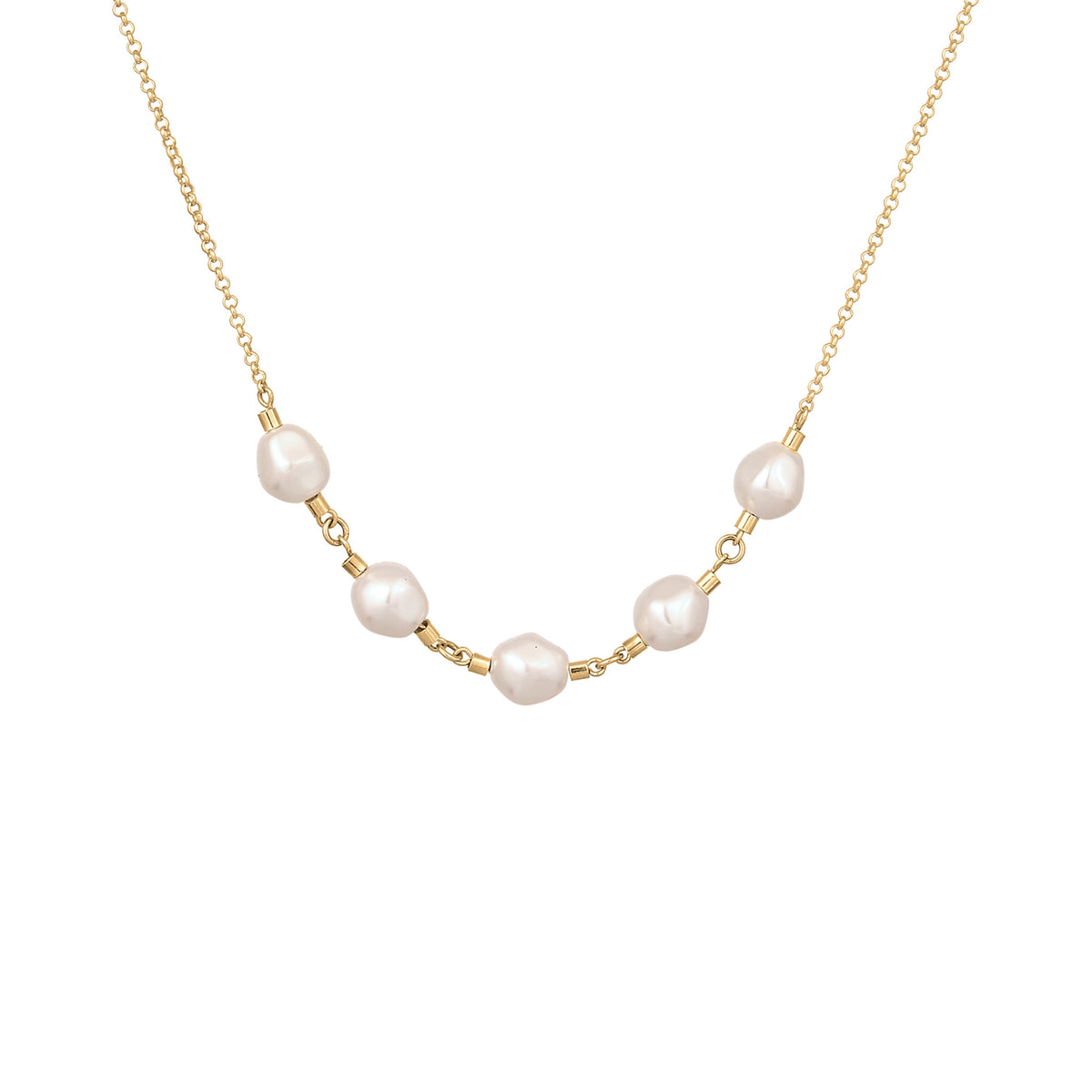 Gold - Elli | Halskette | Mit Perlen von Swarovski® (Weiß) | 925 Sterling Silber vergoldet