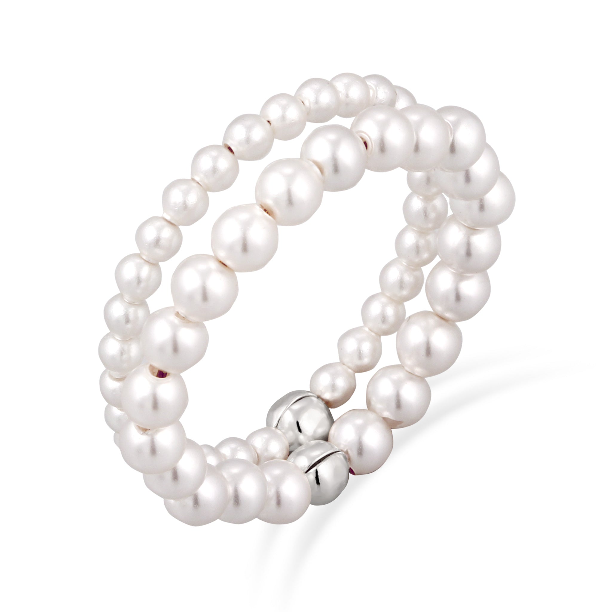 Silber - Elli | Ringset | mit Perlen von Swarovski® (Weiß) | 925 Sterling Silber