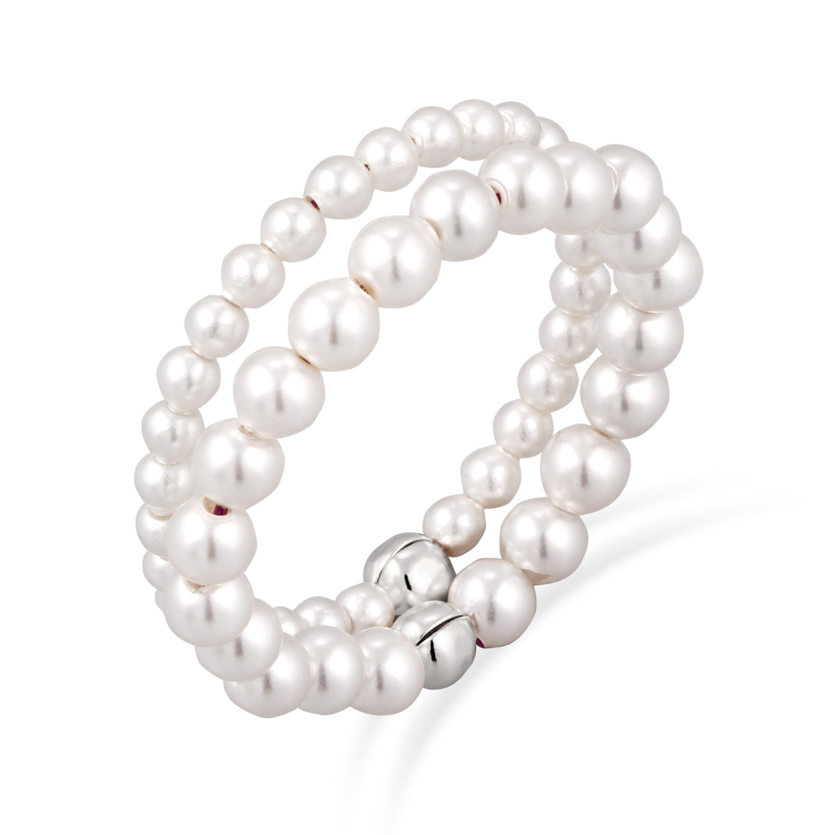 Silber - Elli | Ringset | mit Perlen von Swarovski® (Weiß) | 925 Sterling Silber