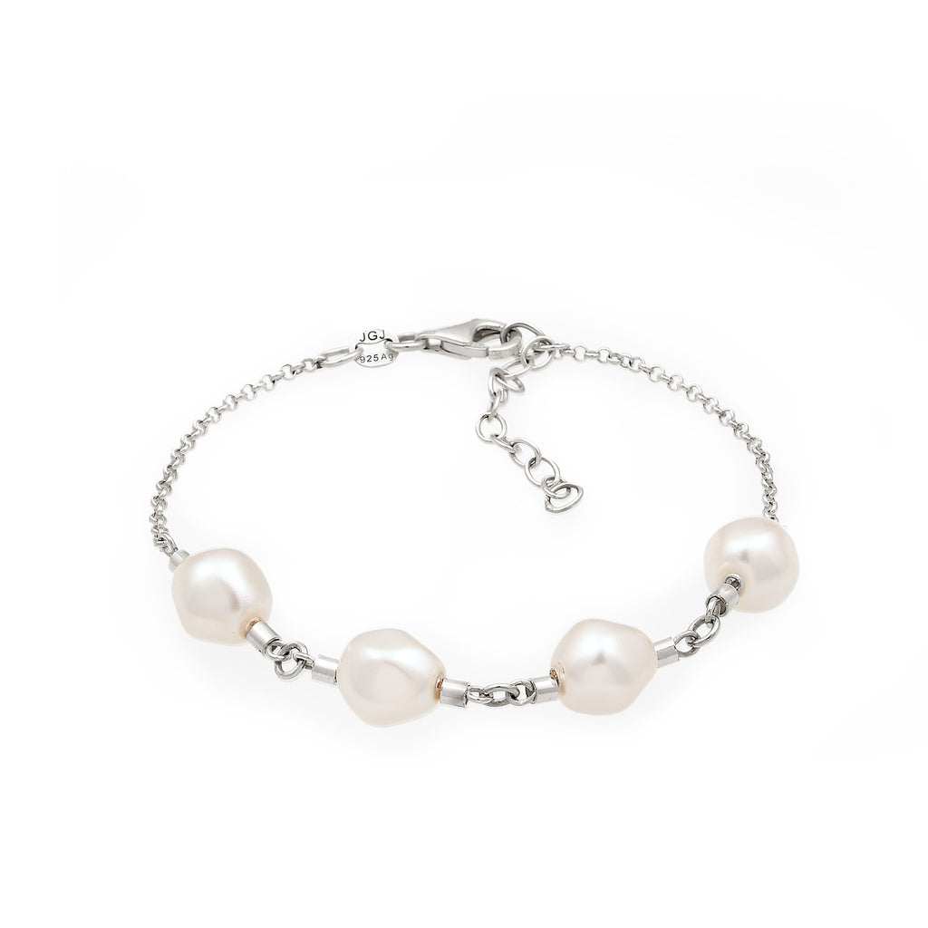 Silber - Elli | Armband | Mit Perlen von Swarovski® (Weiß) | 925 Sterling Silber