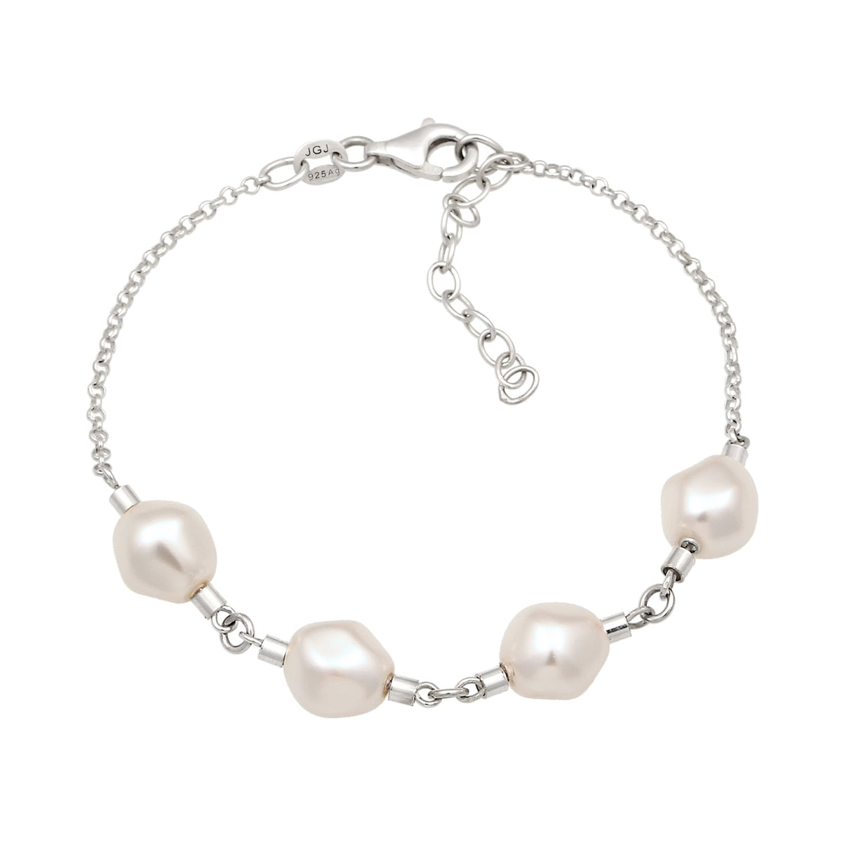 Silber - Elli | Armband | Mit Perlen von Swarovski® (Weiß) | 925 Sterling Silber