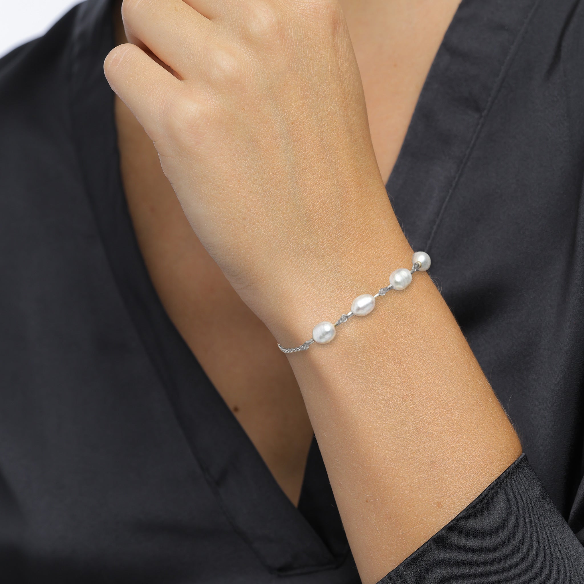 Silber - Elli | Armband | Mit Perlen von Swarovski® (Weiß) | 925 Sterling Silber