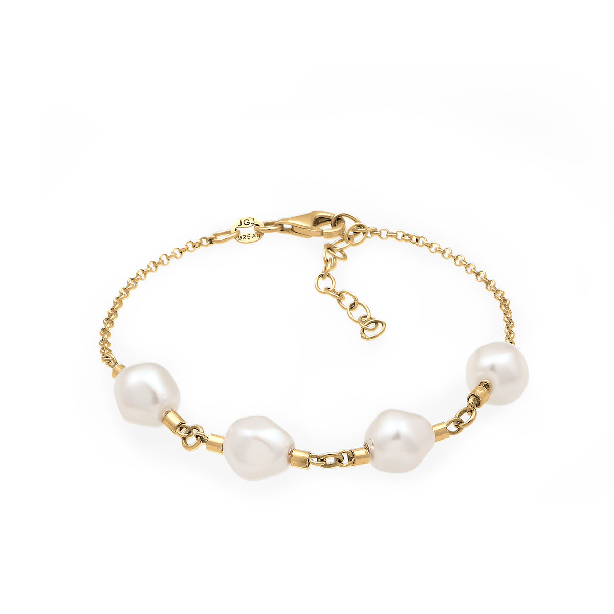 Gold - Elli | Armband | Mit Perlen von Swarovski® (Weiß) | 925 Sterling Silber