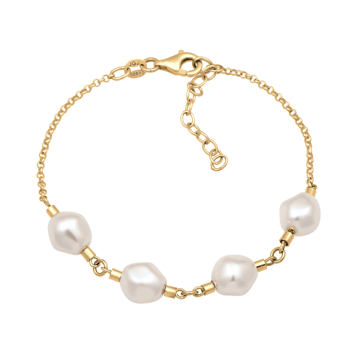 Gold - Elli | Armband | Mit Perlen von Swarovski® (Weiß) | 925 Sterling Silber