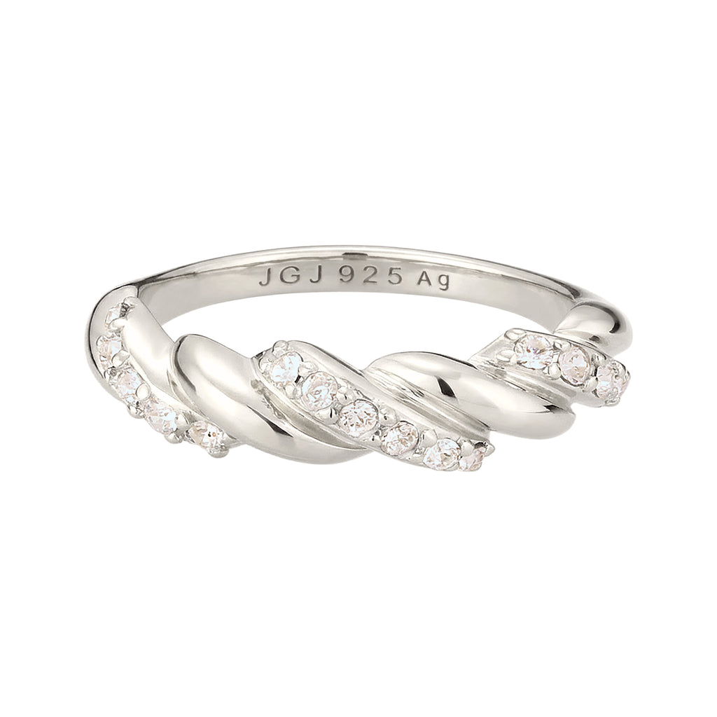 Silber - Elli | Stapelring Twisted | Mit Kristallen von Swarovski® (Weiß) | 925 Sterling Silber