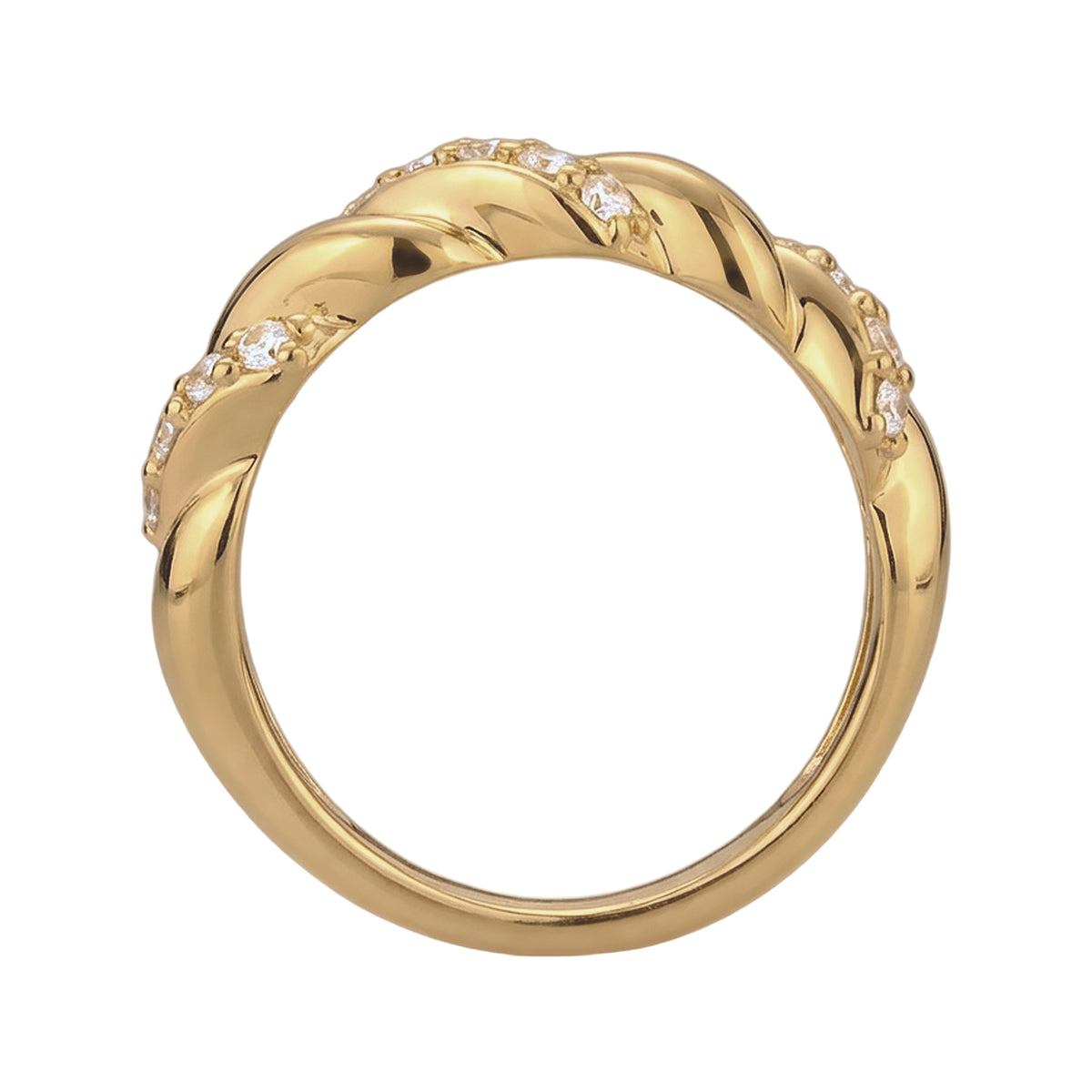 Gold - Elli | Stapelring Twisted | Mit Kristallen von Swarovski® (Weiß) | 925 Sterling Silber vergoldet