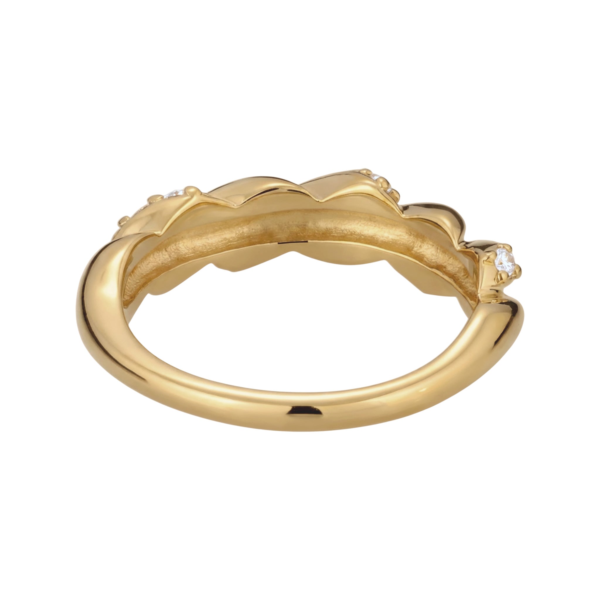 Gold - Elli | Stapelring Twisted | Mit Kristallen von Swarovski® (Weiß) | 925 Sterling Silber vergoldet