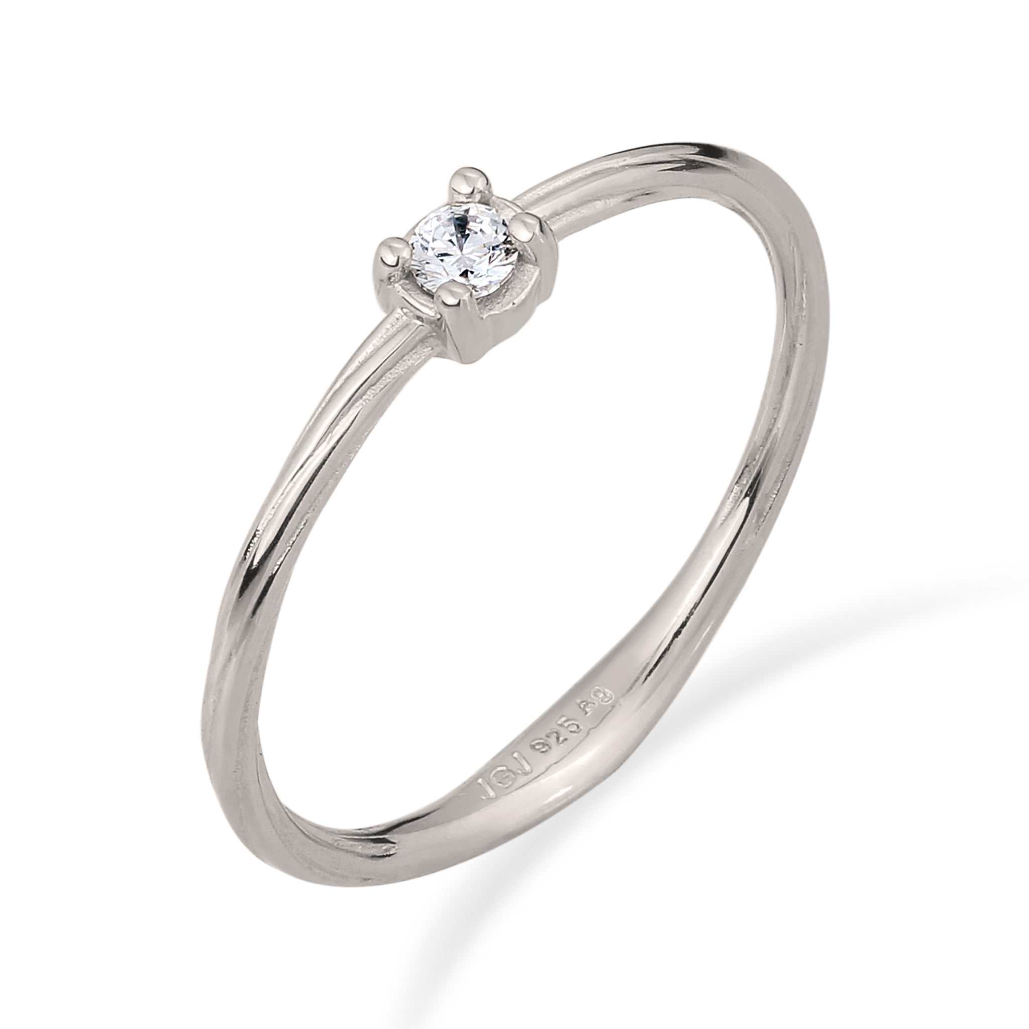 Silber - Elli DIAMONDS | Soliltär Ring | Diamant (Weiß, 0.06 ct) | 925 Sterling Silber