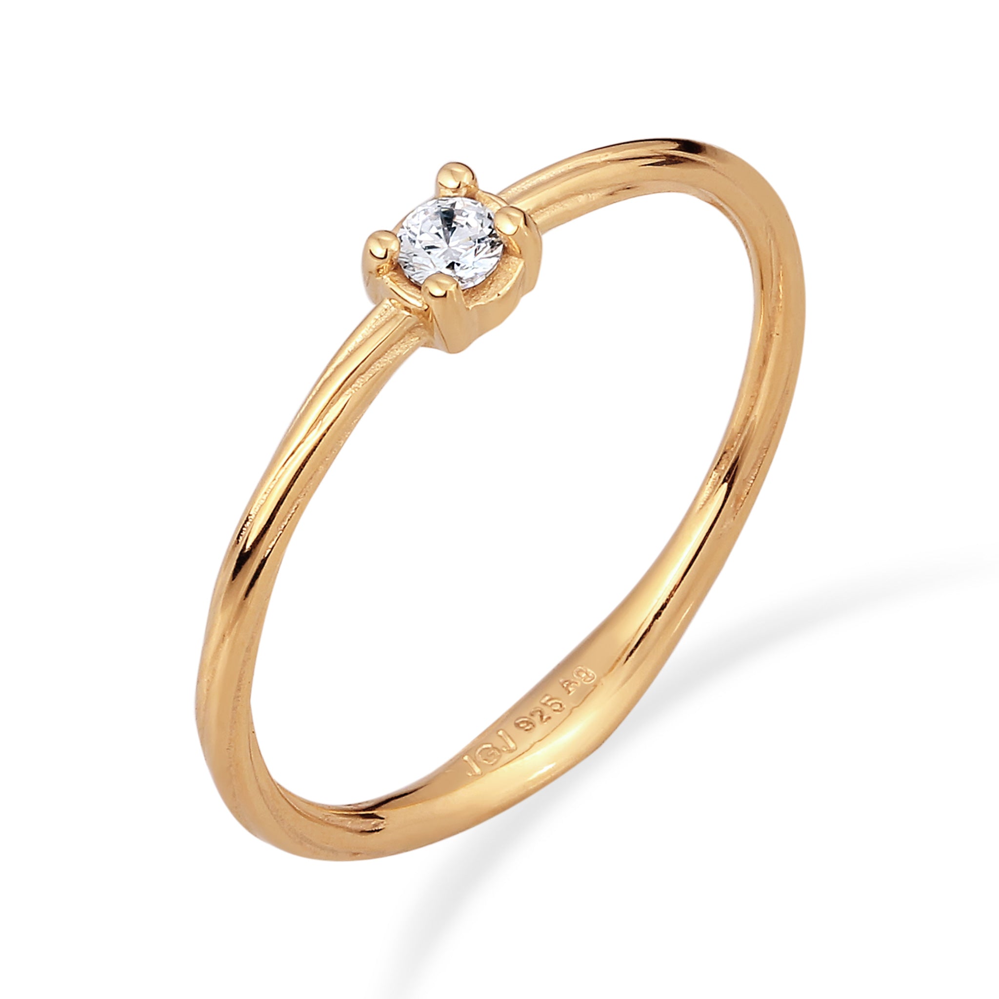 Gold - Elli DIAMONDS | Soliltär Ring | Diamant (Weiß, 0.06 ct) | 925 Sterling Silber vergoldet