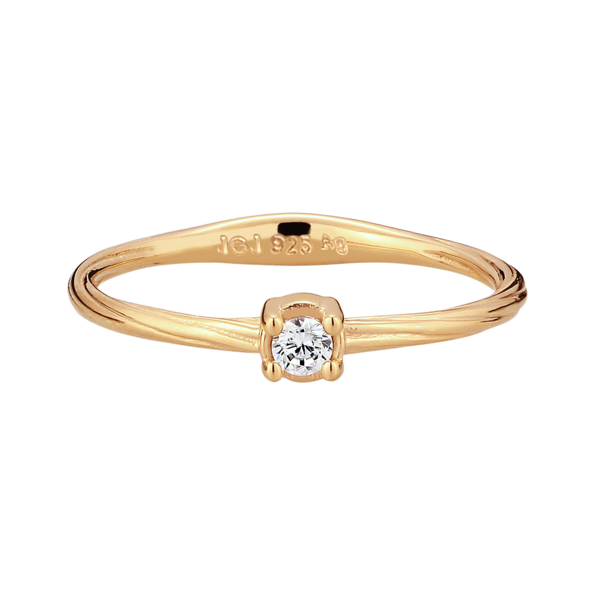 Gold - Elli DIAMONDS | Soliltär Ring | Diamant (Weiß, 0.06 ct) | 925 Sterling Silber vergoldet