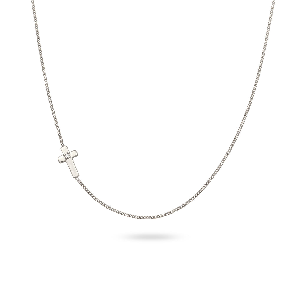 Silber - Elli | Halskette Kreuz | Mit Kristallen von Swarovski® (Weiß) | 925 Sterling Silber