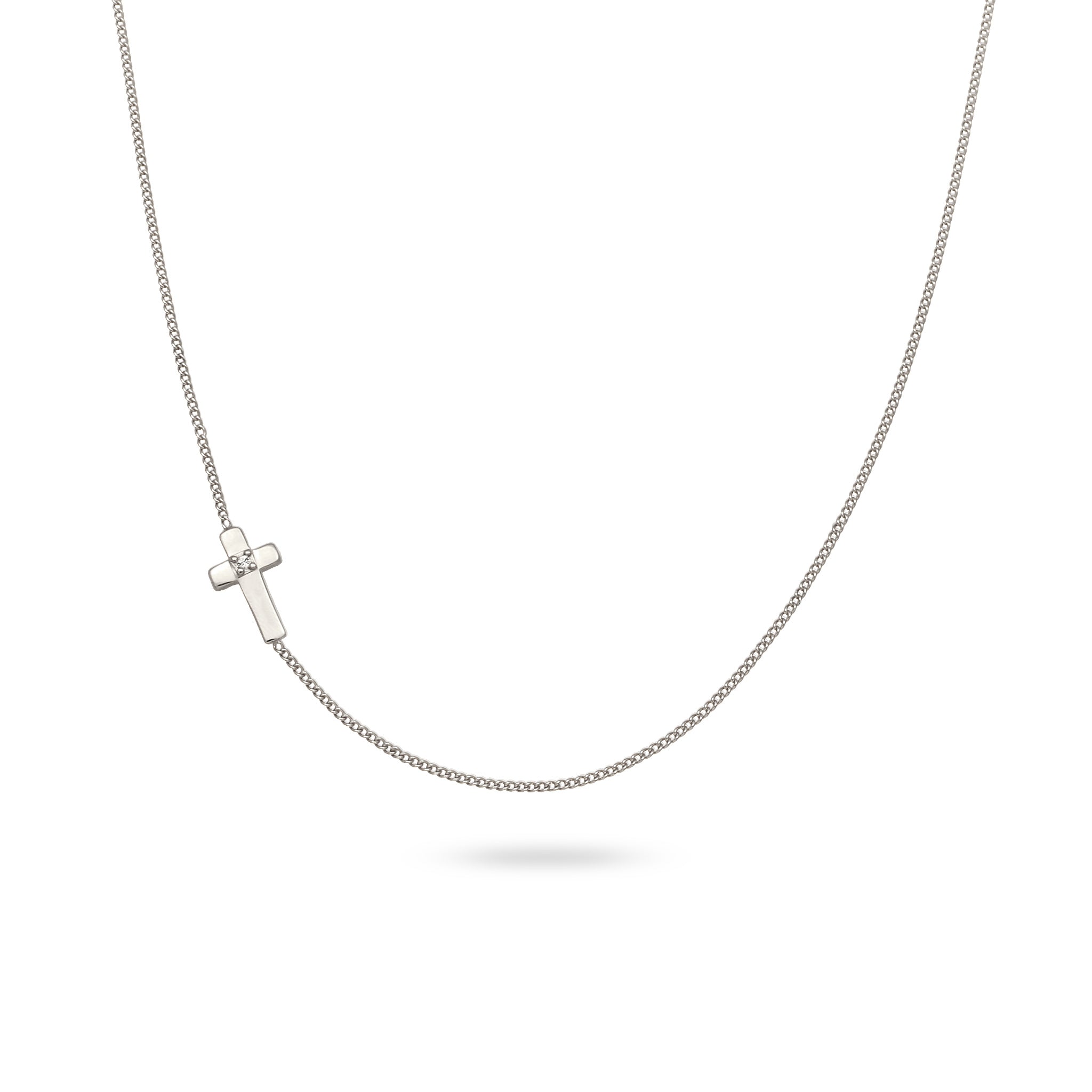 Silber - Elli | Halskette Kreuz | Mit Kristallen von Swarovski® (Weiß) | 925 Sterling Silber