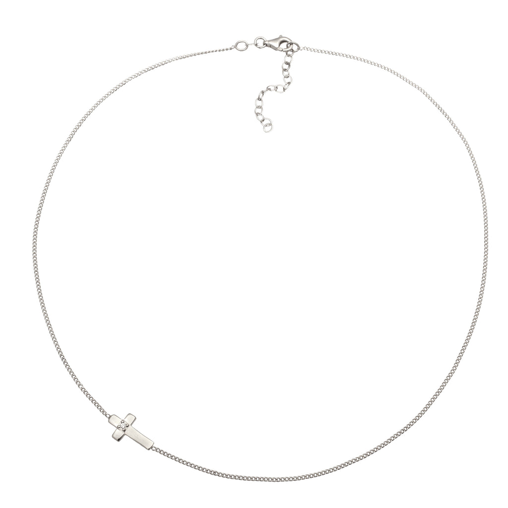 Silber - Elli | Halskette Kreuz | Mit Kristallen von Swarovski® (Weiß) | 925 Sterling Silber