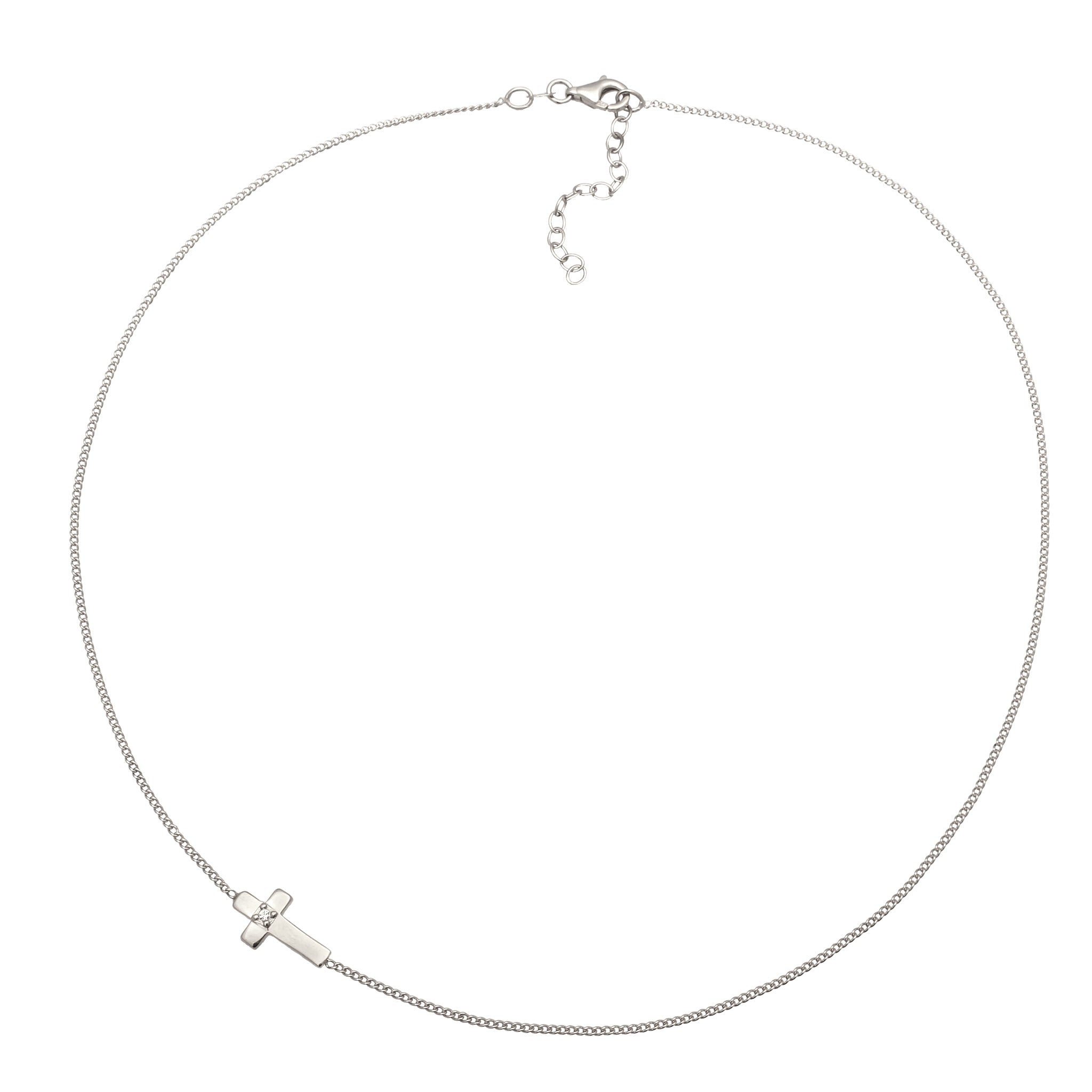 Silber - Elli | Halskette Kreuz | Mit Kristallen von Swarovski® (Weiß) | 925 Sterling Silber