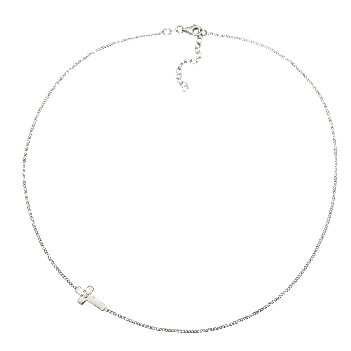 Silber - Elli | Halskette Kreuz | Mit Kristallen von Swarovski® (Weiß) | 925 Sterling Silber