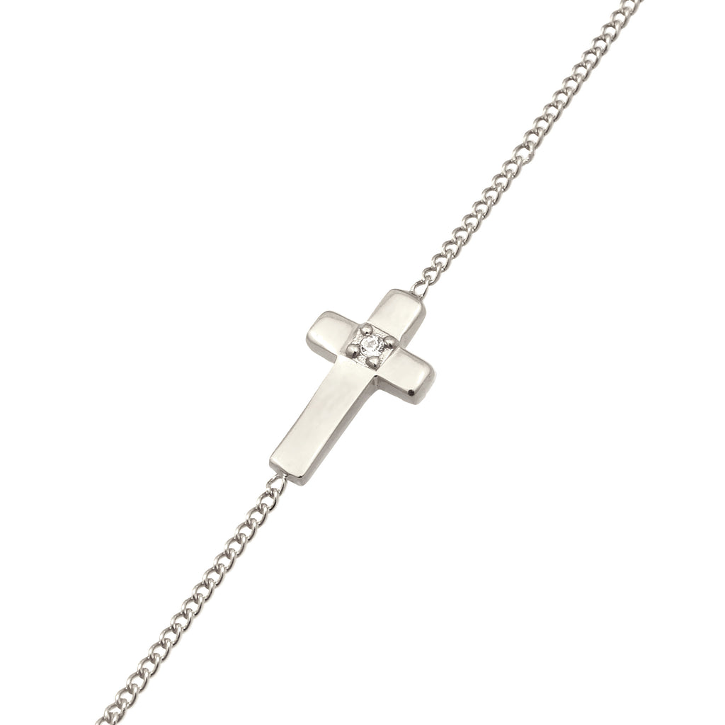 Silber - Elli | Halskette Kreuz | Mit Kristallen von Swarovski® (Weiß) | 925 Sterling Silber