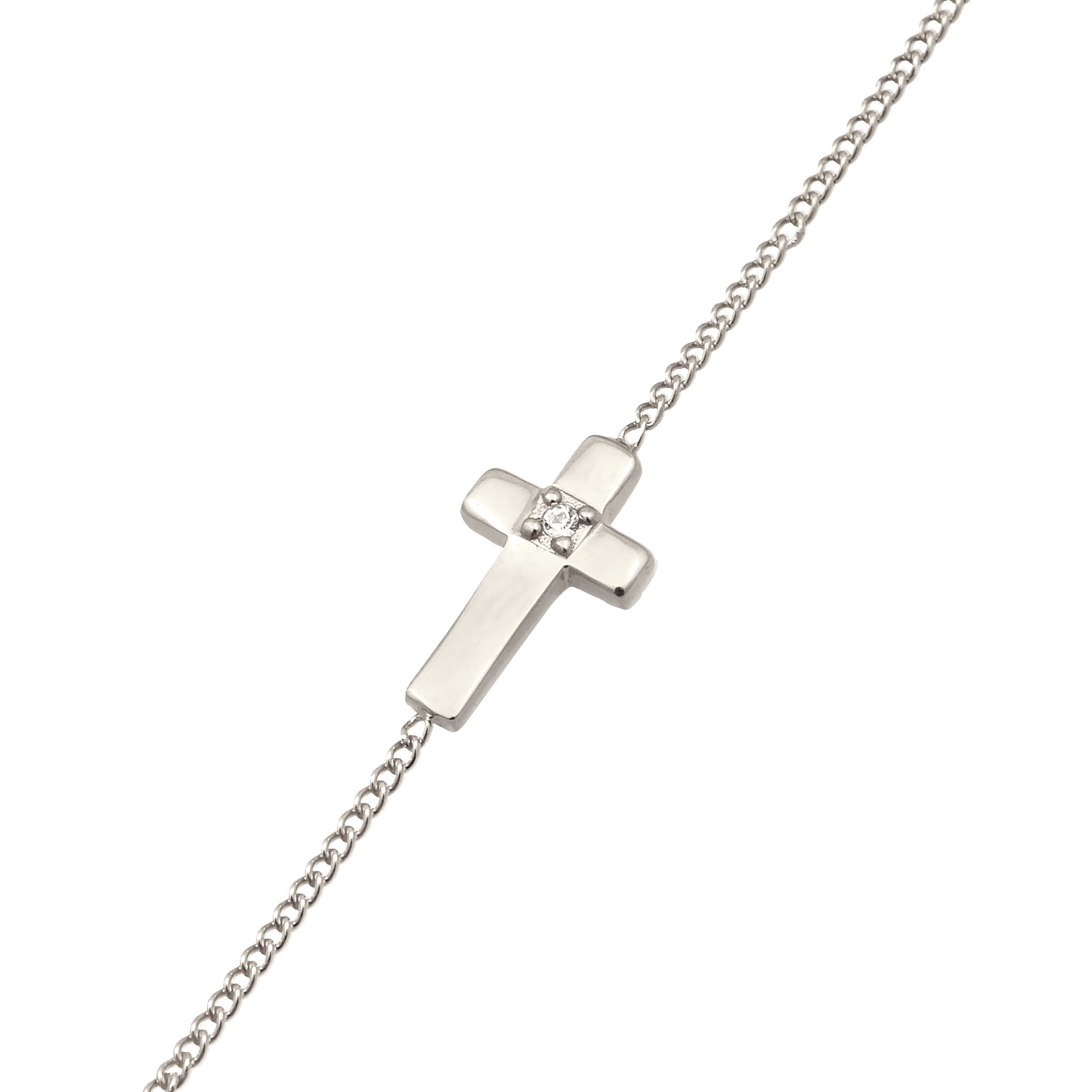 Silber - Elli | Halskette Kreuz | Mit Kristallen von Swarovski® (Weiß) | 925 Sterling Silber
