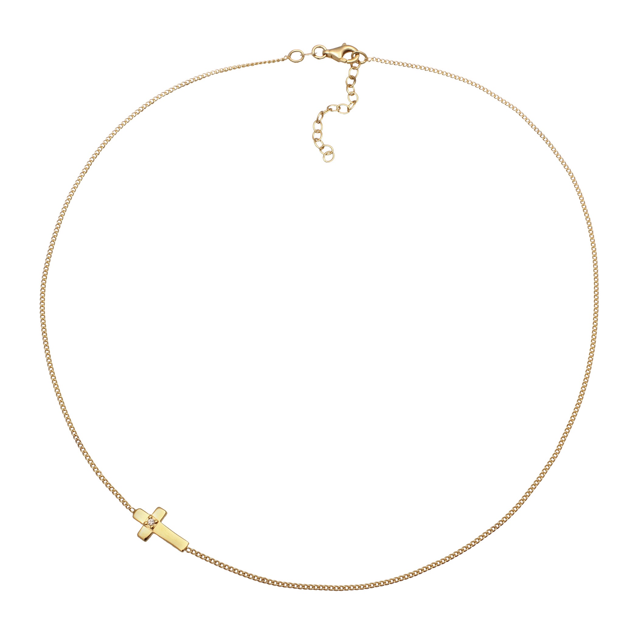 Gold - Elli | Halskette Kreuz | Mit Kristallen von Swarovski® (Weiß) | 925 Sterling Silber vergoldet