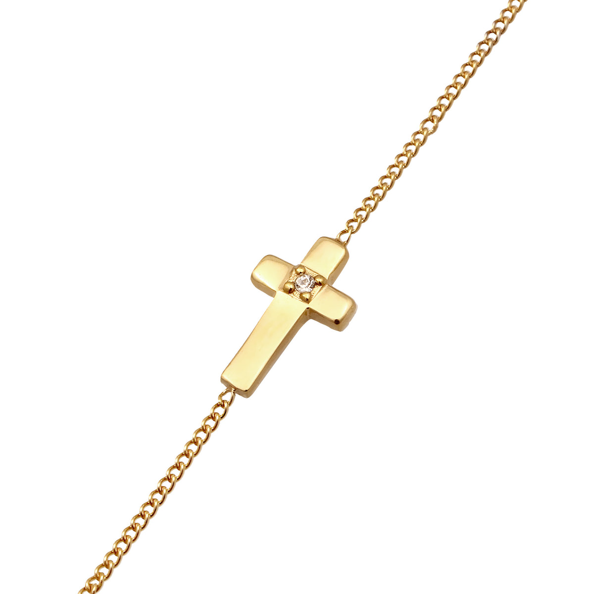 Gold - Elli | Halskette Kreuz | Mit Kristallen von Swarovski® (Weiß) | 925 Sterling Silber vergoldet