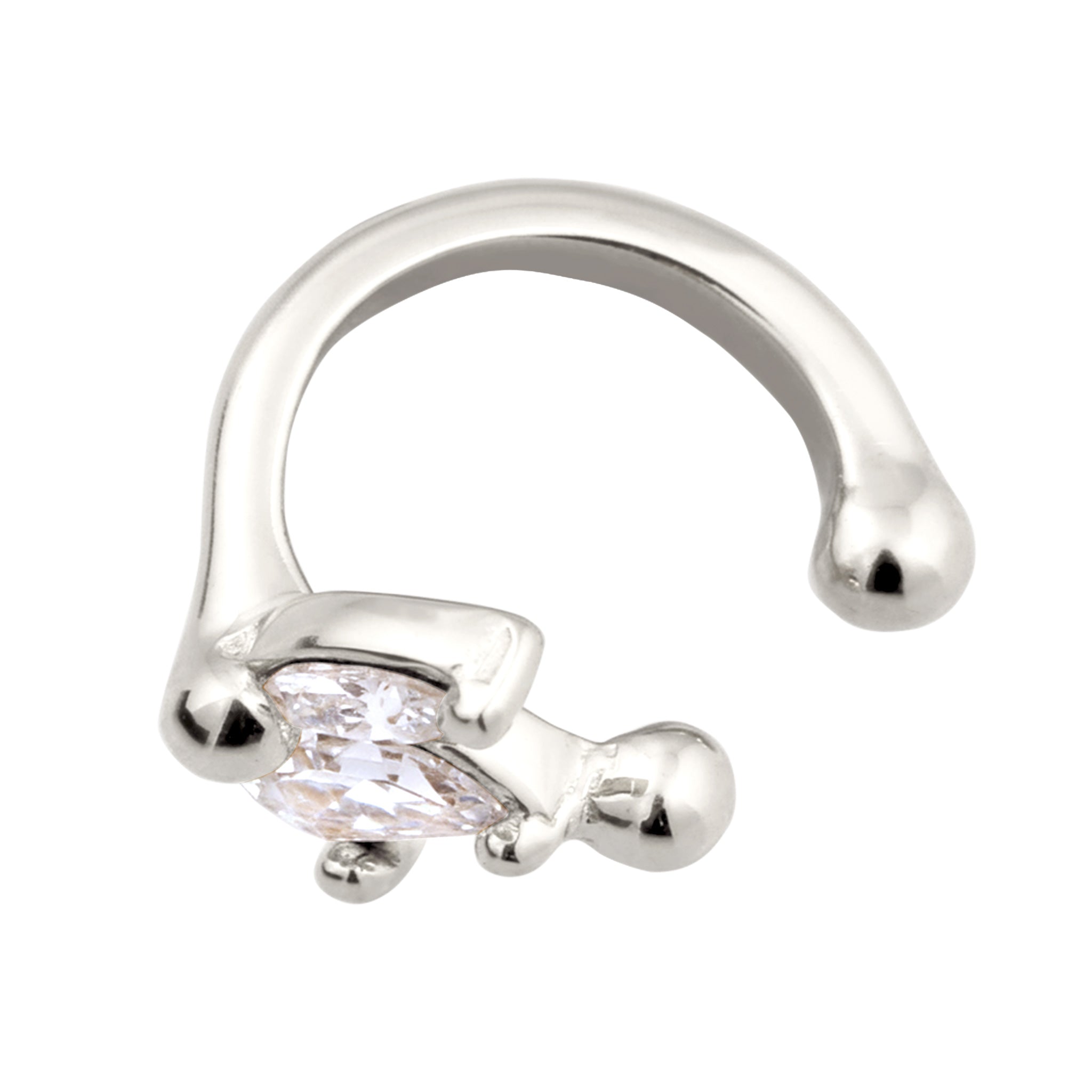 Silber - Elli | Earcuff Blume | Mit Kristallen von Swarovski® (Weiß) | 925 Sterling Silber