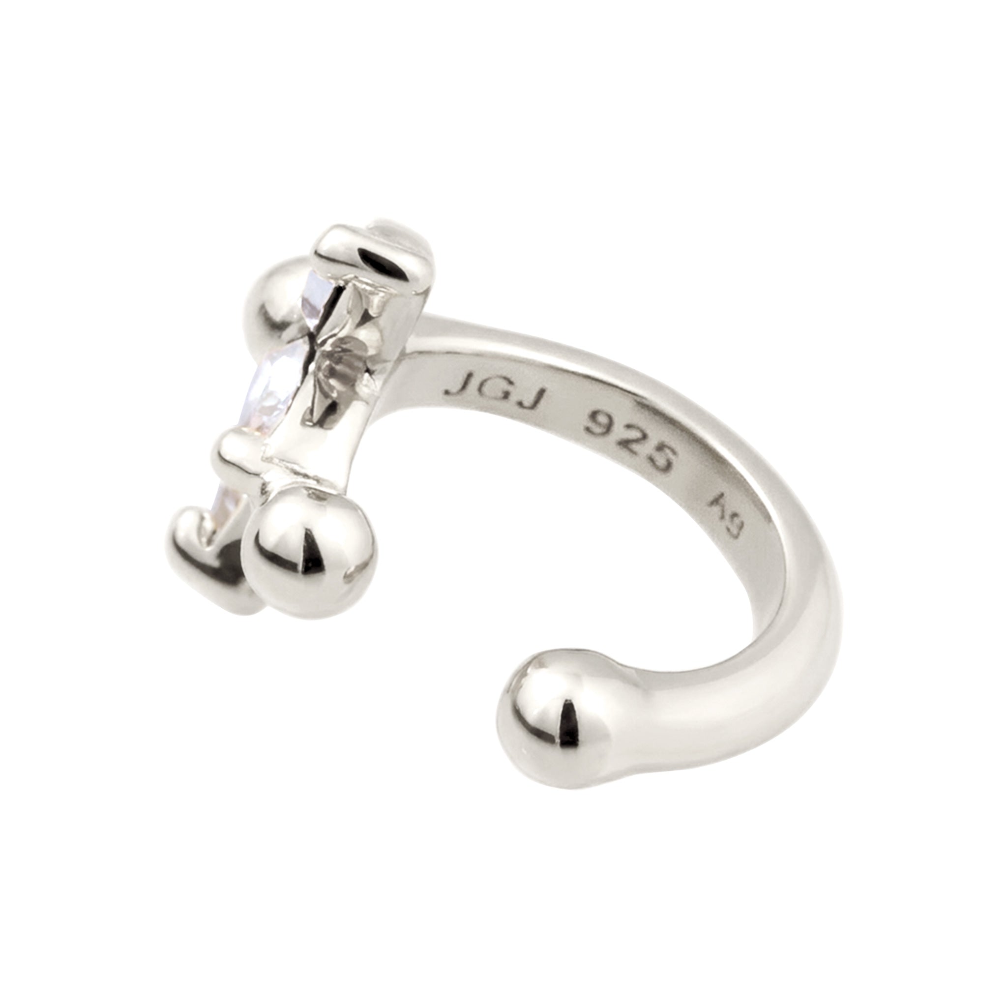 Silber - Elli | Earcuff Blume | Mit Kristallen von Swarovski® (Weiß) | 925 Sterling Silber