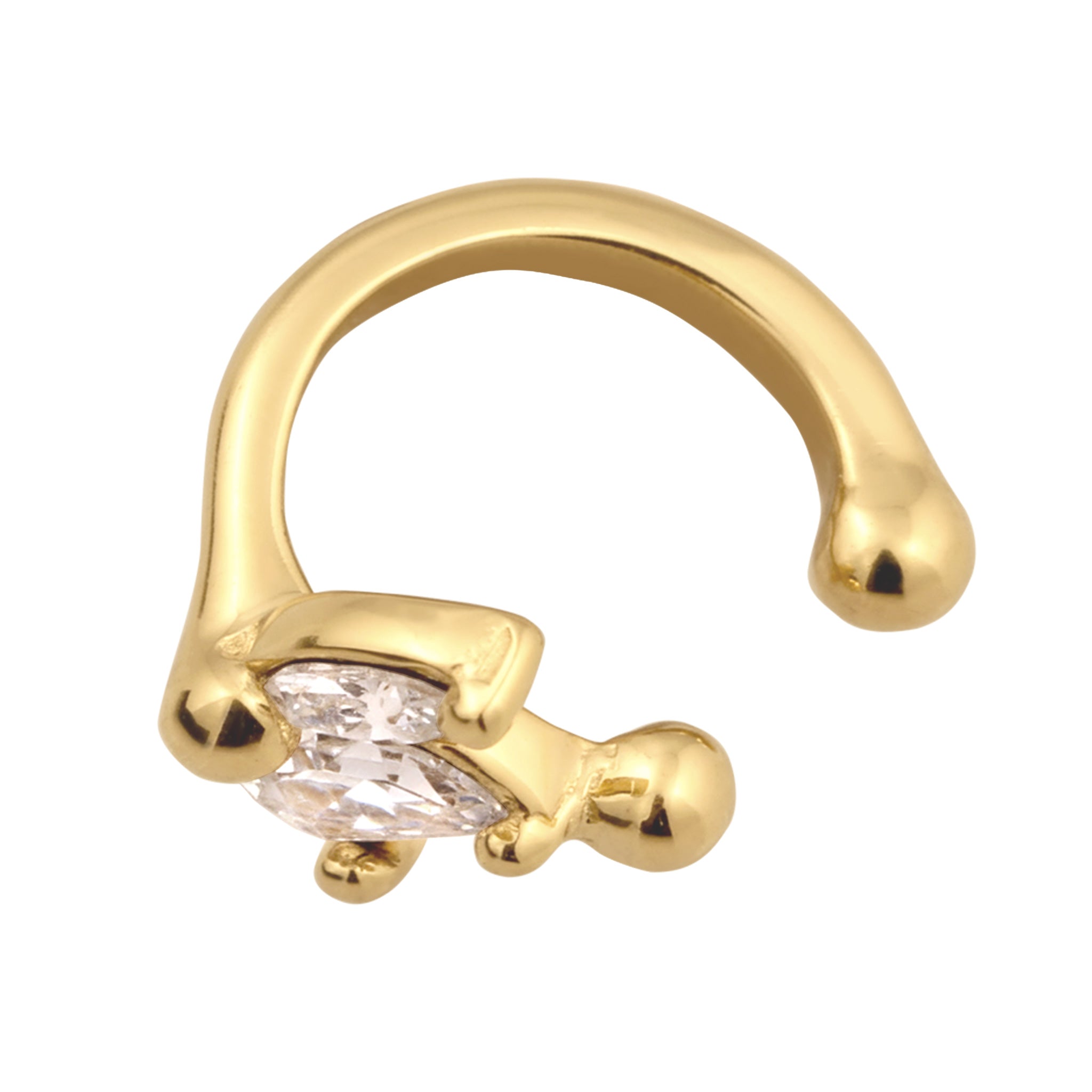 Gold - Elli | Earcuff Blume | Mit Kristallen von Swarovski® (Weiß) | 925 Sterling Silber vergoldet