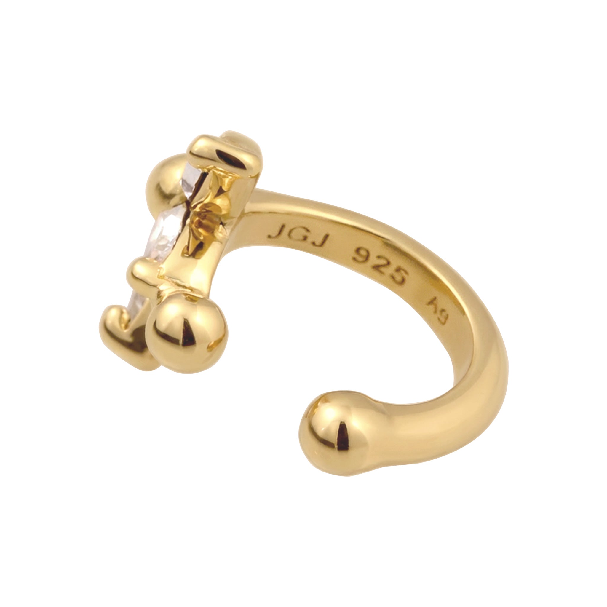 Gold - Elli | Earcuff Blume | Mit Kristallen von Swarovski® (Weiß) | 925 Sterling Silber vergoldet