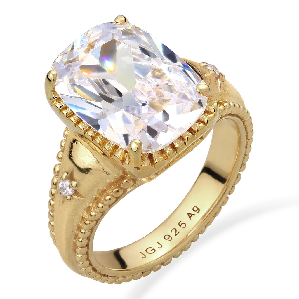Gold - Elli | Verlobungsring | Zirkonia (Weiß) | 925 Sterling Silber vergoldet