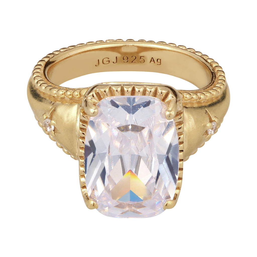 Gold - Elli | Verlobungsring | Zirkonia (Weiß) | 925 Sterling Silber vergoldet